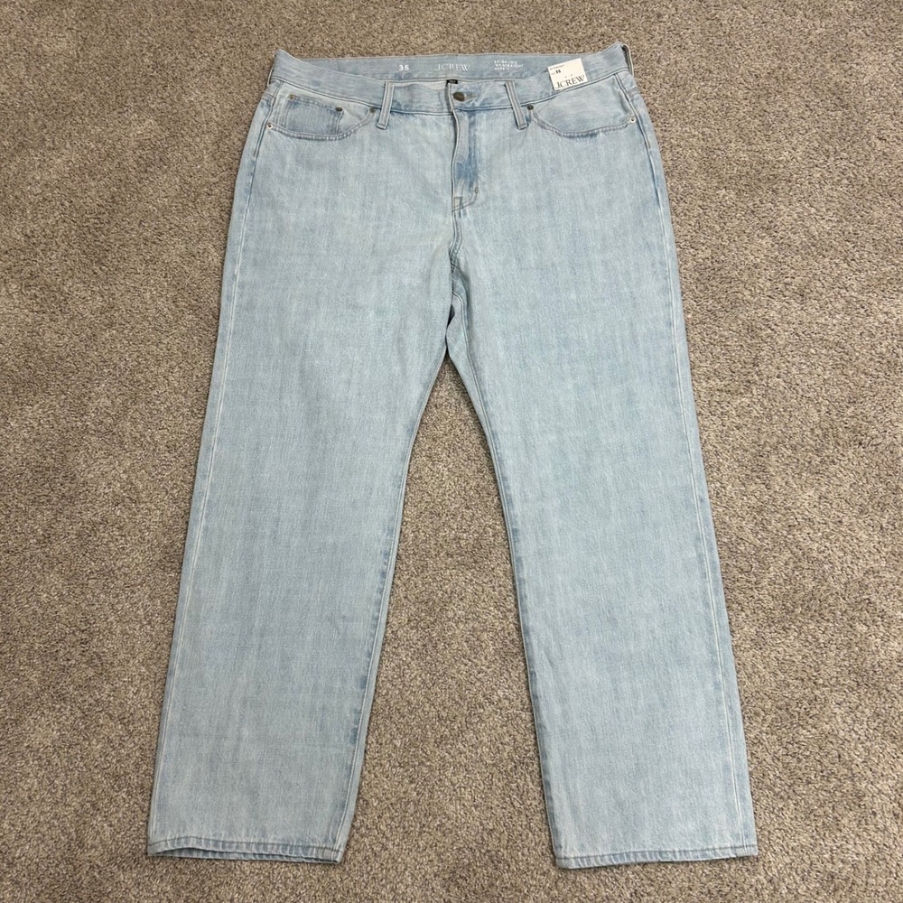 J.Crew '84 Straight‎ Jeans 35 Light Blue Rigid Cotton Denim CH967 30" Inseam New